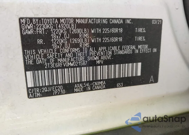 2T3E6RFV0MW021587: 43472453