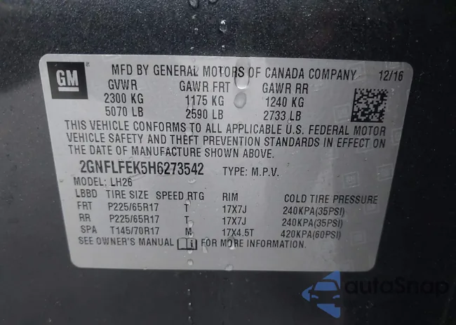 2GNFLFEK5H6273542: 43473554