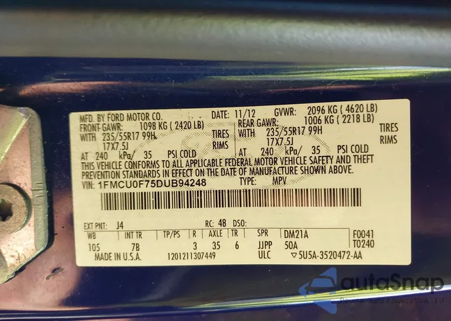 1FMCU0F75DUB94248: 43473569