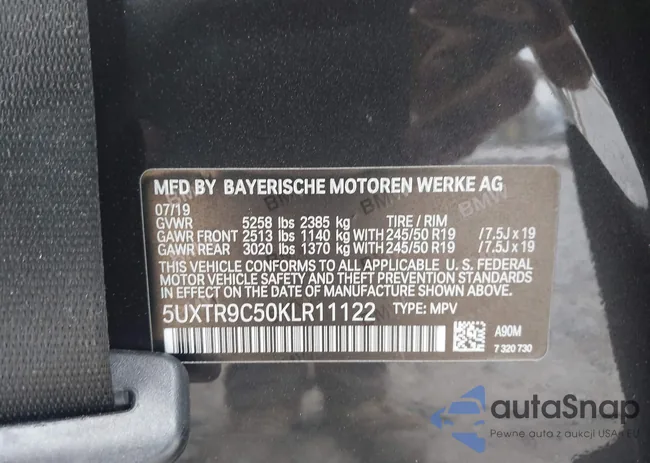 5UXTR9C50KLR11122: 43473580