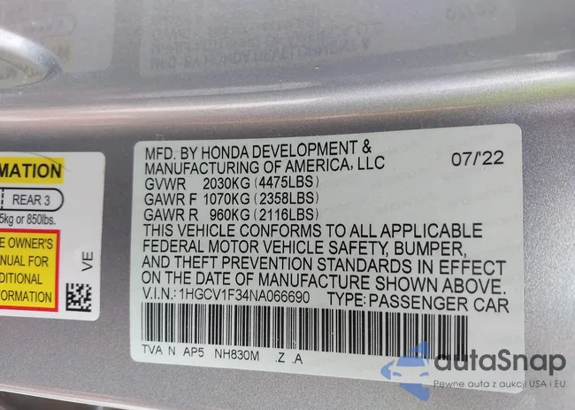 1HGCV1F34NA066690: 43473629