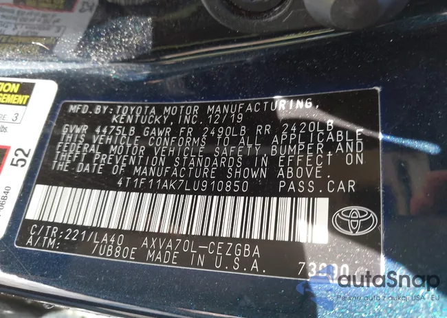 4T1F11AK7LU910850: 43473867