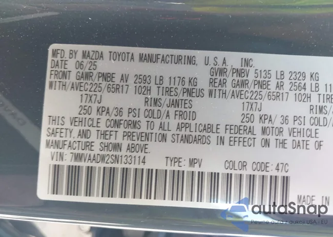 7MMVAADW2SN133114: 43473980