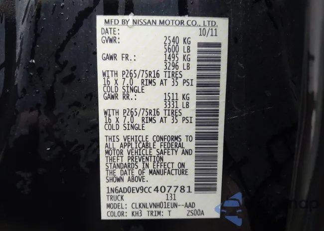 1N6AD0EV9CC407781: 43473100