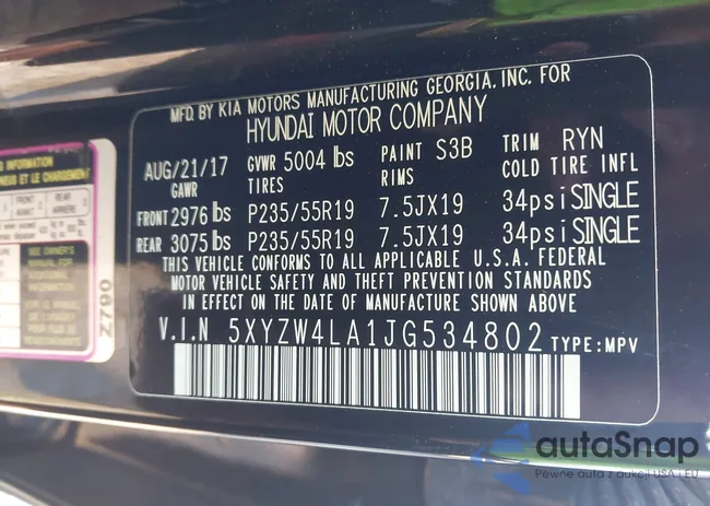 5XYZW4LA1JG534802: 43473135