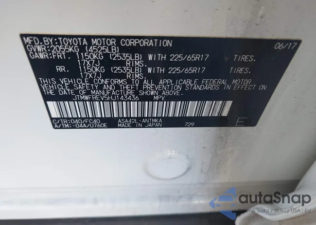 JTMWFREV5HJ143436: 43473265