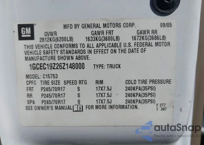 1GCEC19Z26Z148000: 43474481