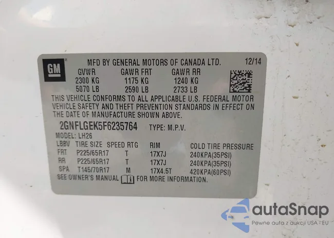 2GNFLGEK5F6235764: 43474569