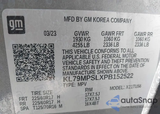 KL79MPSLXPB152522: 43474582