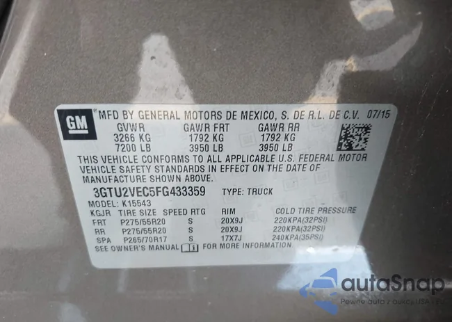 3GTU2VEC5FG433359: 43474617