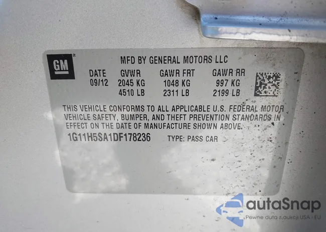 1G11H5SA1DF178236: 43474630