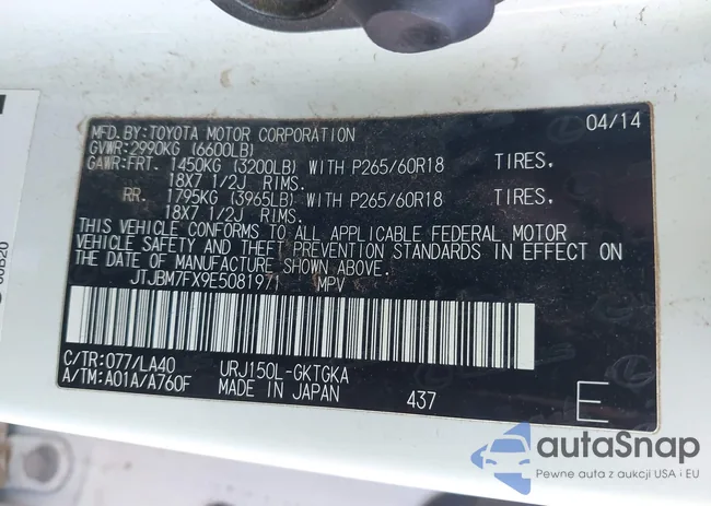 JTJBM7FX9E5081971: 43474644