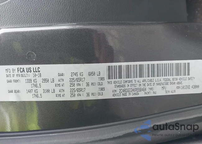 2C4RDGEGXKR556464: 43474693