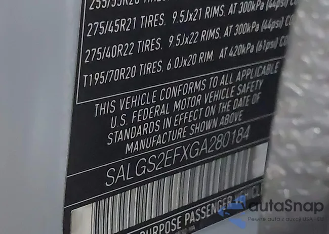 SALGS2EFXGA280184: 43474747