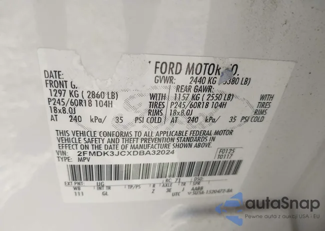 2FMDK3JCXDBA32024: 43474786