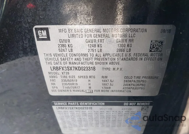 LRBFX3SX7KD023318: 43474796