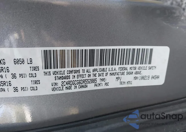 2C4RDGCG6DR552885: 43474896