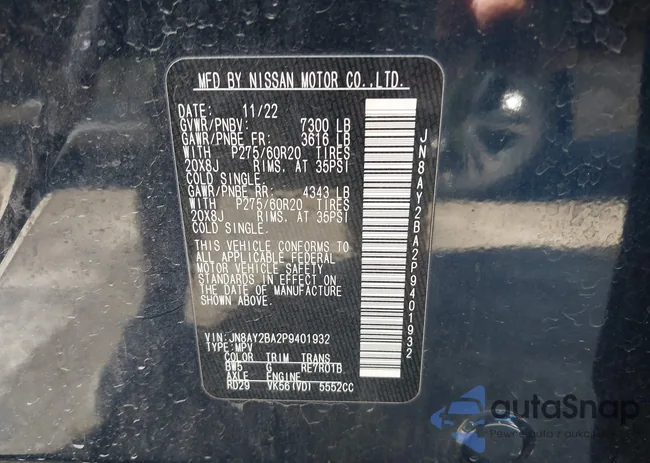 JN8AY2BA2P9401932: 43474989