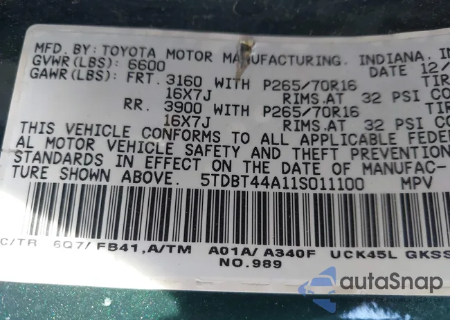 5TDBT44A11S011100: 43475010