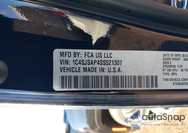 1C4SJSAP4SS521307: 43474073