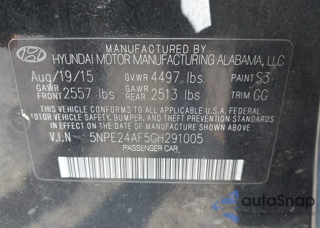 5NPE24AF5GH291005: 43474151