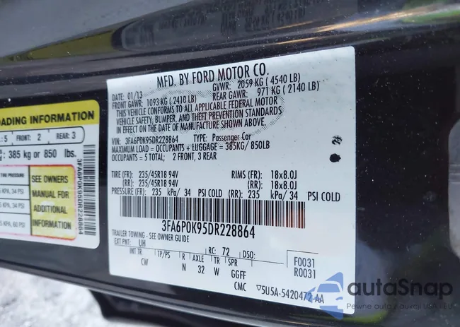 3FA6P0K95DR228864: 43474167