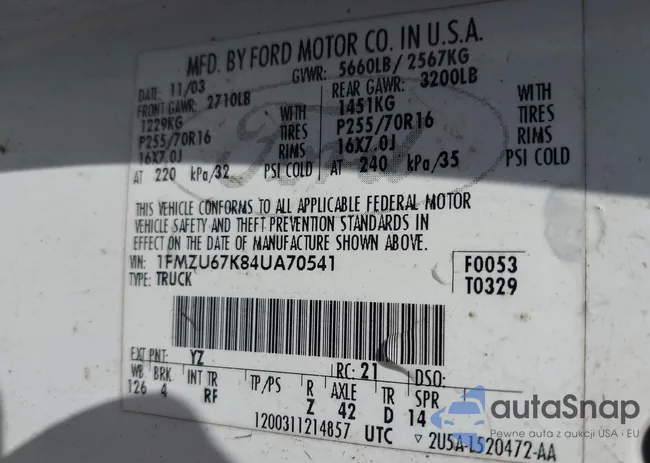 1FMZU67K84UA70541: 43474406