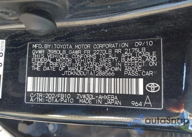 JTDKN3DU1A1288566: 43475526