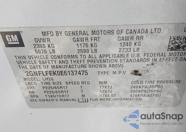 2GNFLFEK0E6137475: 43475530