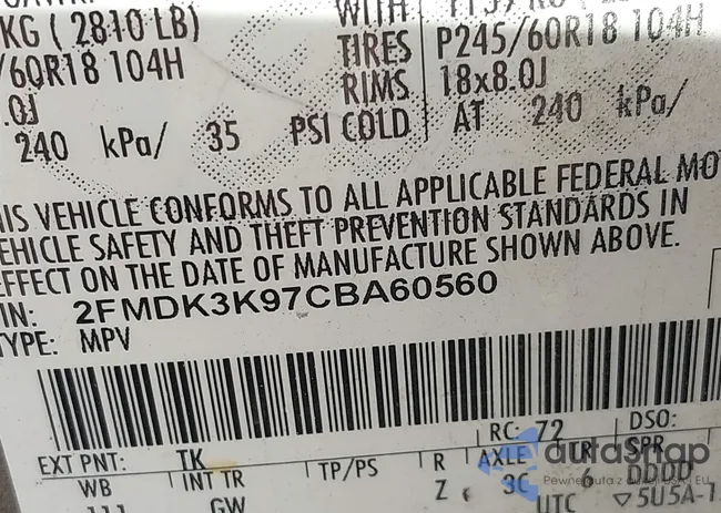 2FMDK3K97CBA60560: 43475561