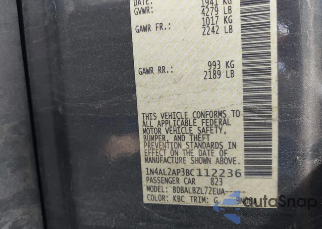 1N4AL2AP3BC112236: 43475691