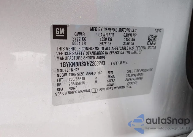 1GYKNBRSXHZ268243: 43475767