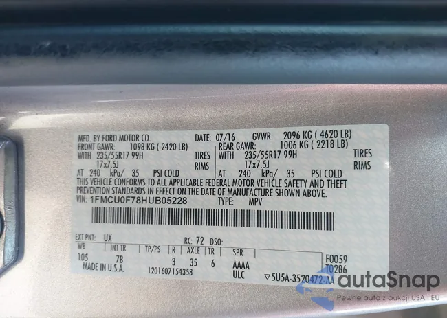 1FMCU0F78HUB05228: 43475864