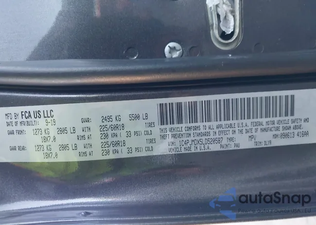 1C4PJMDX5LD520587: 43475067