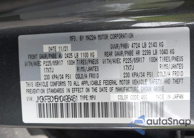 JM3KFBCM5M0496461: 43475077