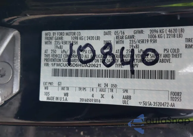 1FMCU0GD6HUA20621: 43475090