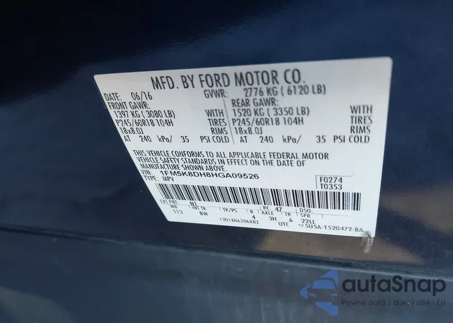 1FM5K8DH8HGA09526: 43475099