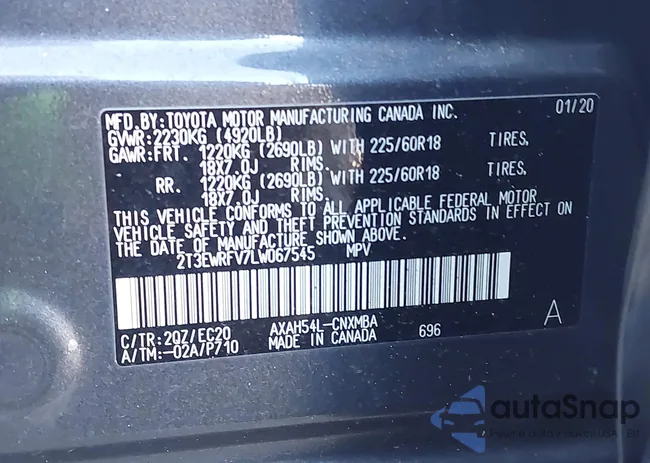 2T3EWRFV7LW067545: 43475174