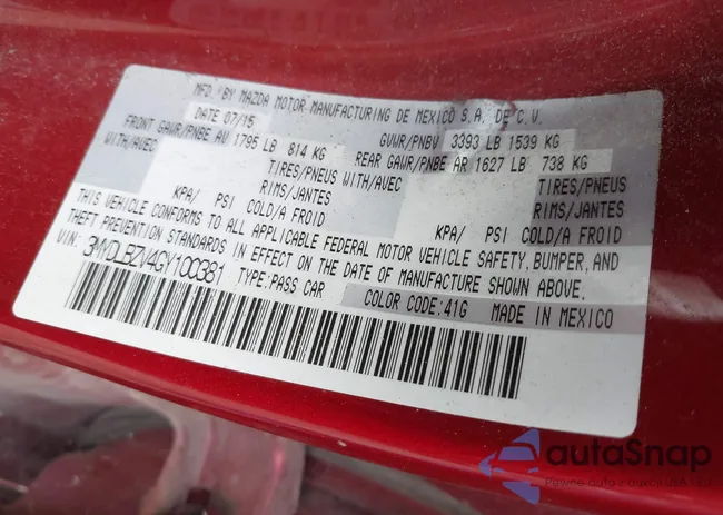 3MYDLBZV4GY100381: 43475230