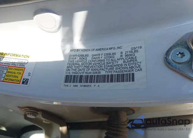 1HGCV1F16JA130639: 43475289