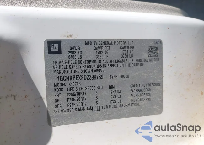 1GCNKPEX8DZ399739: 43475350