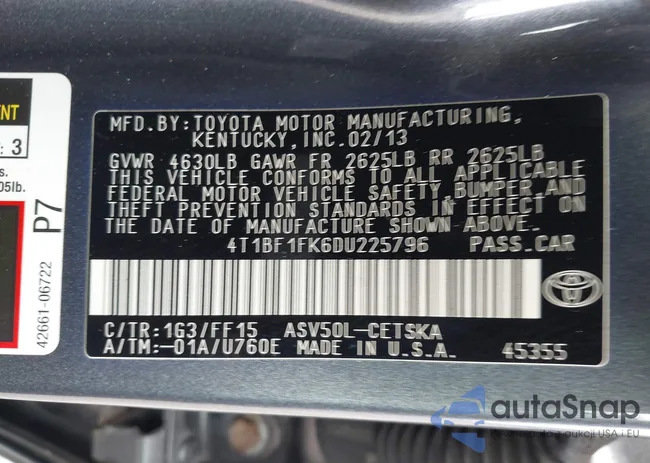 4T1BF1FK6DU225796: 43475385