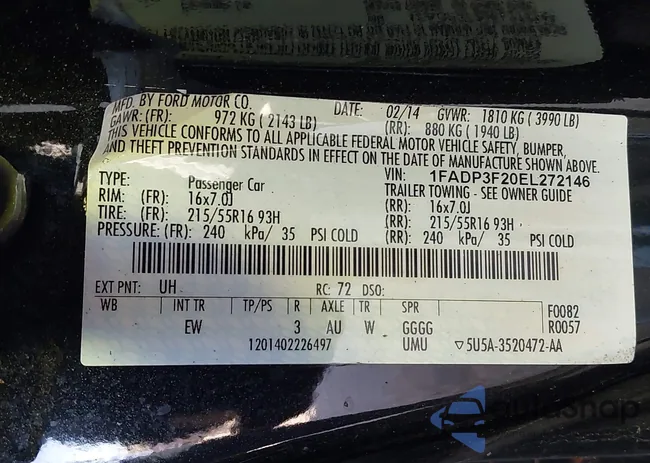 1FADP3F20EL272146: 43476564