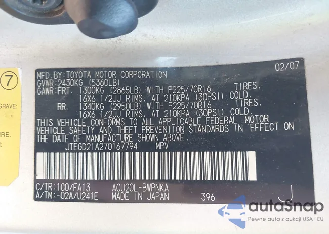 JTEGD21A270167794: 43476601