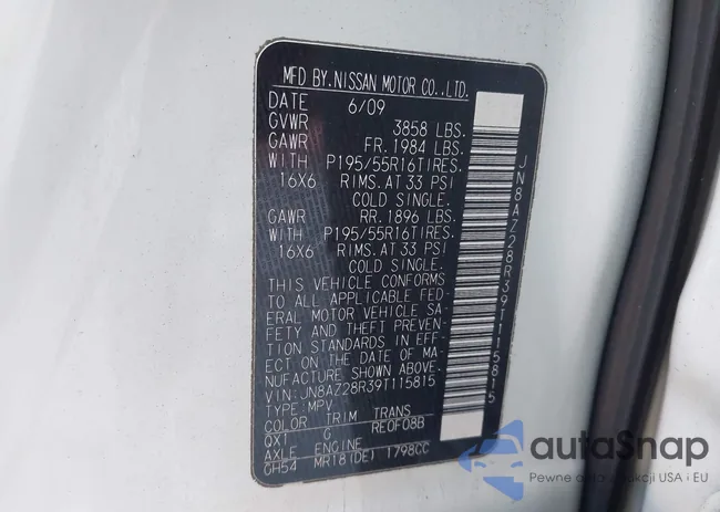 JN8AZ28R39T115815: 43476607