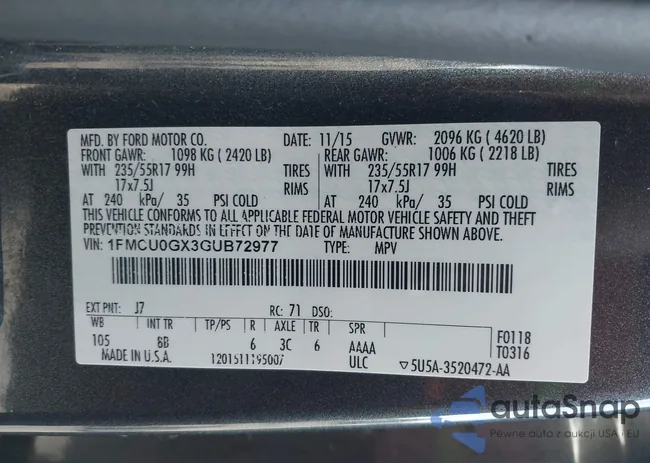 1FMCU0GX3GUB72977: 43476608