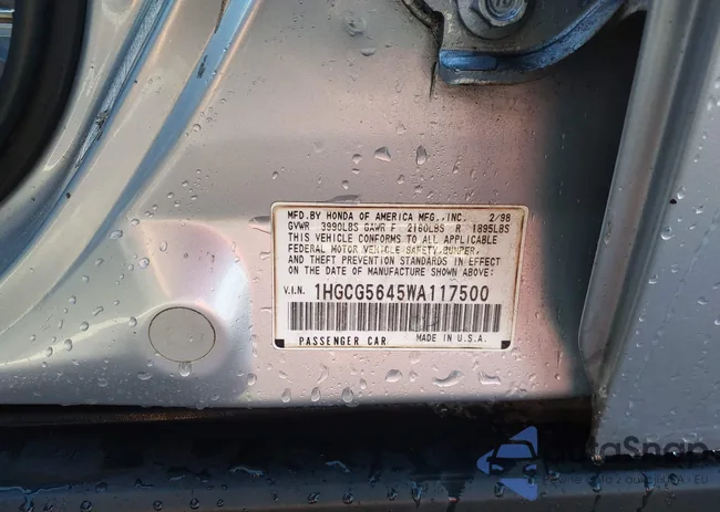 1HGCG5645WA117500: 43476645