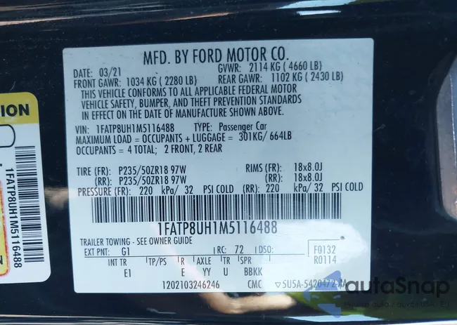 1FATP8UH1M5116488: 43476679