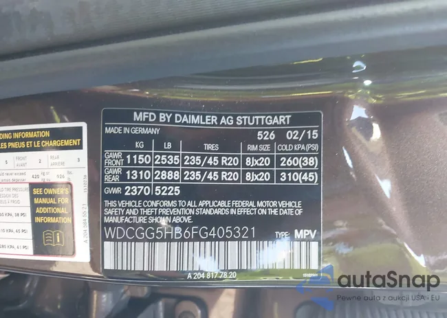 WDCGG5HB6FG405321: 43476737