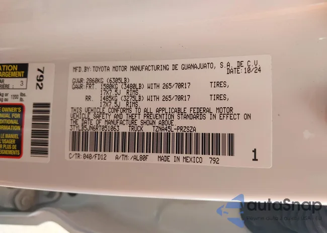 3TYLB5JN6RT051063: 43476198